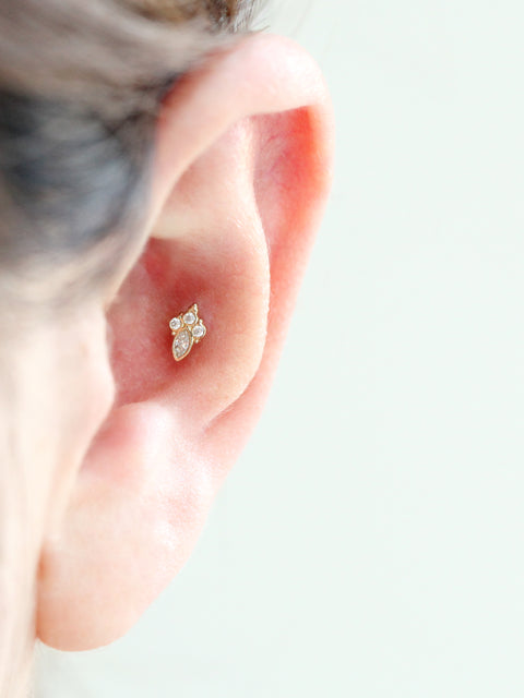 14K Gold Oriental Cartilage Earring 18G16G