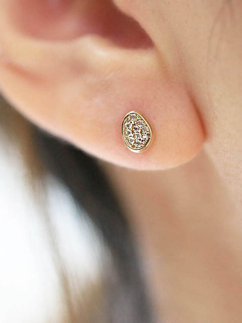 14K Gold Pebble Cartilage Earring 18G16G