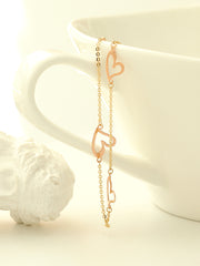 14K Gold Lovely Heart Chain Anklet Bracelet
