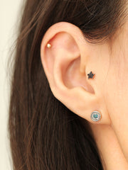 14K Gold White Blue Diamond Earring