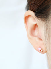 14K Gold Pink Opal Cartilage Earring 18G16G