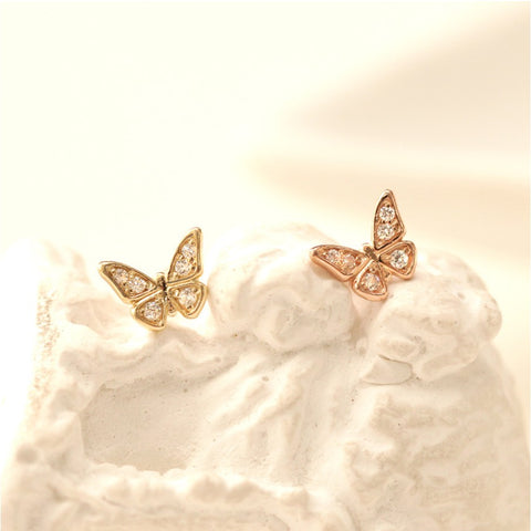 14K Gold Bling Blue Diamond Butterfly Ring