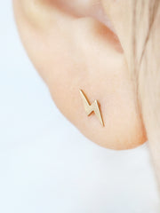 14K Gold dainty lightning cartilage earring 20g