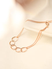 14K 18K Gold Circle Linked Two lines Layered Bracelet