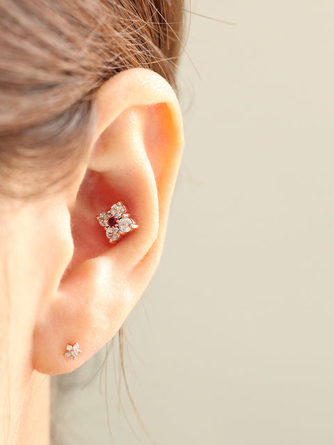 14K Gold Rui Flower Cartilage Earring 18G16G