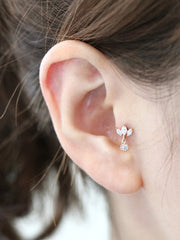 14K Gold Tiara CZ Drop Cartilage Earring 18g16g