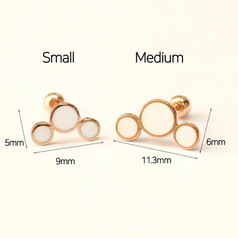 14K Gold Enamel Triple Circle Cartilage Earring 20G18G16G