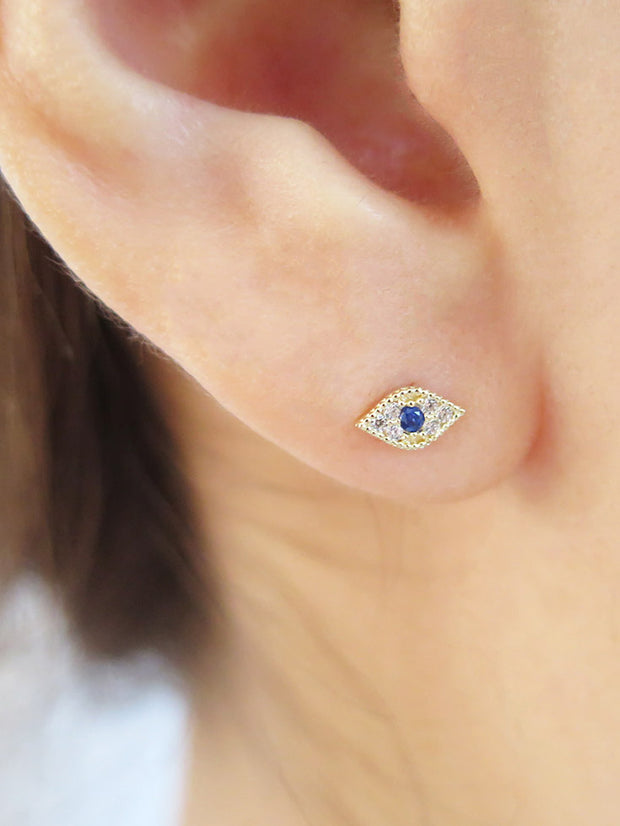 14K Gold Piercing Evil Eye Cartilage Earring 20g