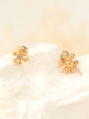 14K Gold Point Ball Flower Cartilage Earring 18G16G