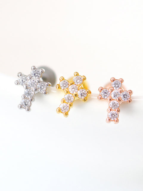 Dainty Cross CZ Piercing