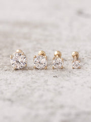 14K Gold simple cz round tragus earring 3mm,4mm,5mm,6mm 18g16g