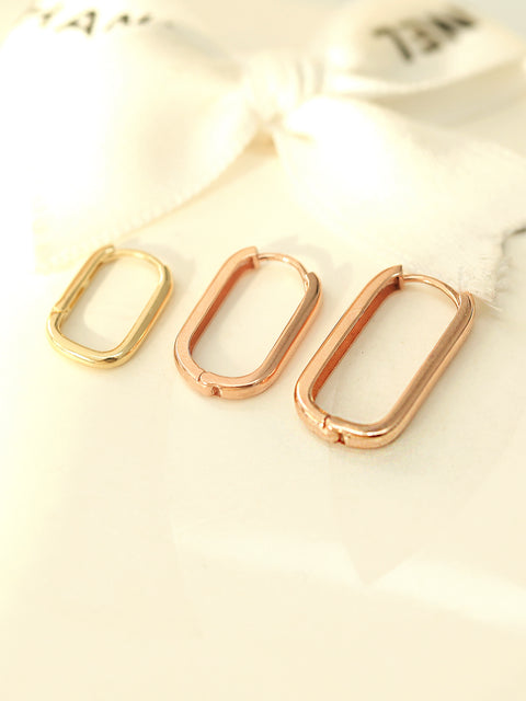 14K Gold Round Square Hoop Earring