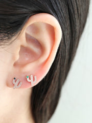 14K Gold Cactus Cartilage Earring 18g16g