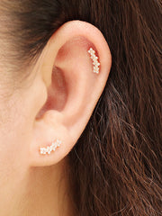 14K Gold Four Flower Cartilage Earring 20G18G16G