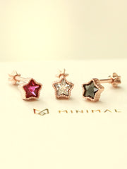 14K Gold Colorful Cubic Star Cartilage Earring 18G16G
