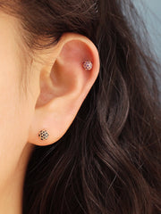 14K Gold Cubic Ball Cartilage Earring 20G18G
