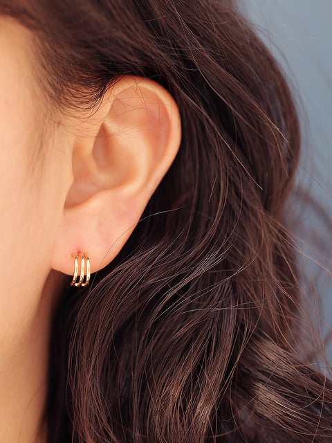 14K Gold 2 Line 3 Line Cartilage Earring 20G