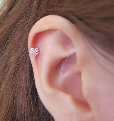 ?¬진촬영 / 중량?•인 / (?µ션/?£시가ê²?o / 10K 14K Gold CZ Triangle cartilage earring