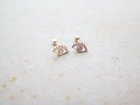?¬진촬영 / (?µ션/?£시가ê²?o / 10K 14K Gold CZ Evil eye cartilage earring