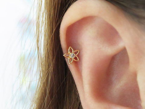 ?¬진촬영 / 중량?•인 / (?µ션/?£시가ê²?o10K 14K Gold Daisy Flower Cartilage earring