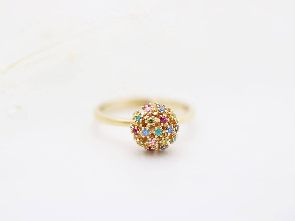 14K Gold Multiple CZ Ring