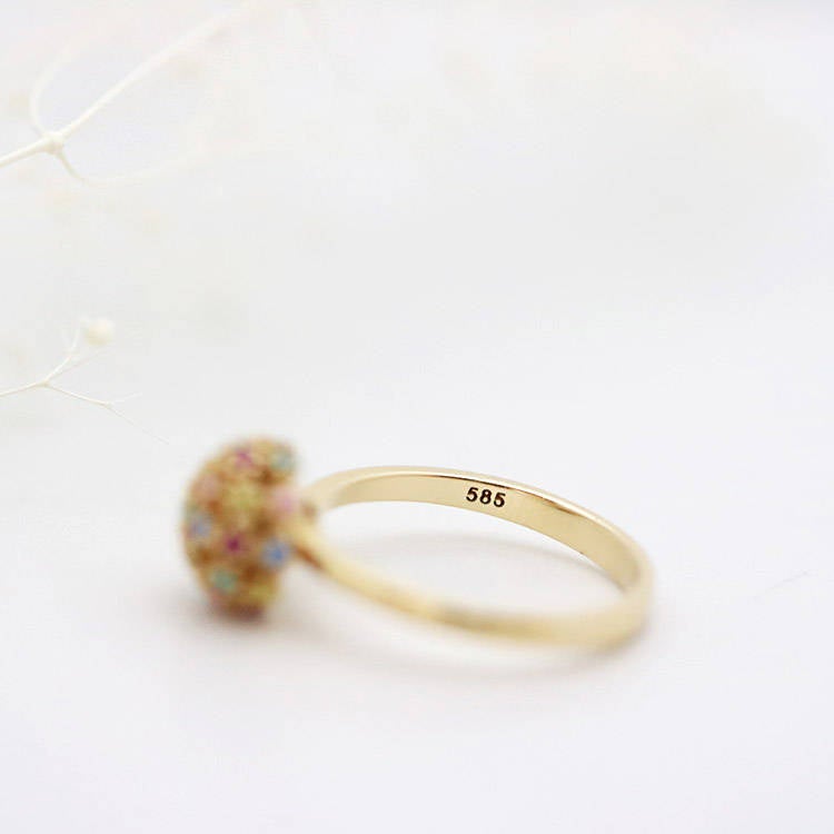 14K Gold Multiple CZ Ring