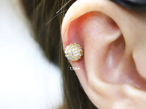 Pave Cubic ball Cartilage earring
