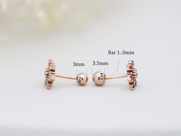14K Gold Delicate snowflake cartilage earring 18g16g