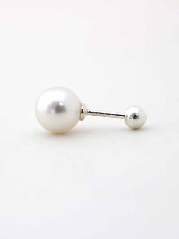 925 silver Ball CZ Pearl cartilage earring 20g