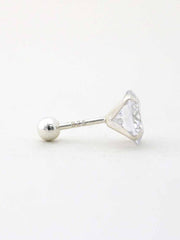 925 silver Ball CZ Pearl cartilage earring 20g