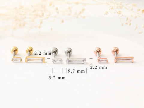 Baguette CZ cartilage piercing