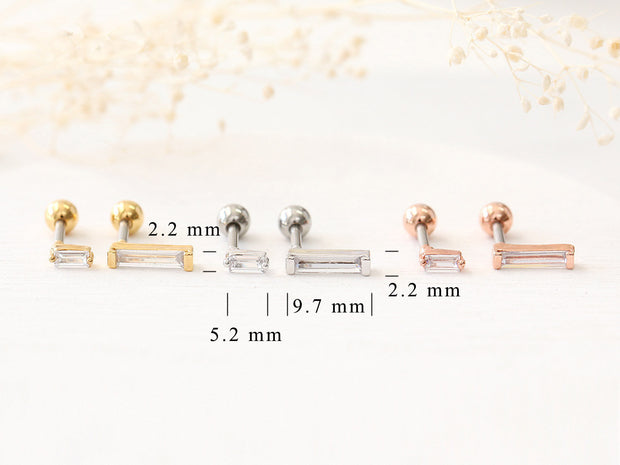 Baguette CZ cartilage piercing