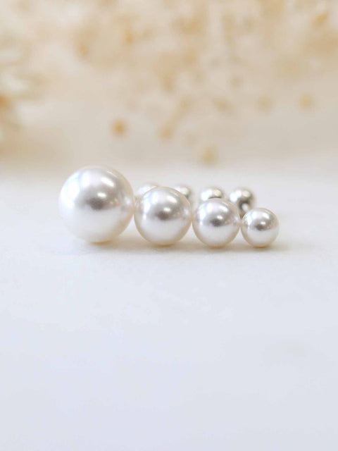 925 silver Ball CZ Pearl cartilage earring 20g