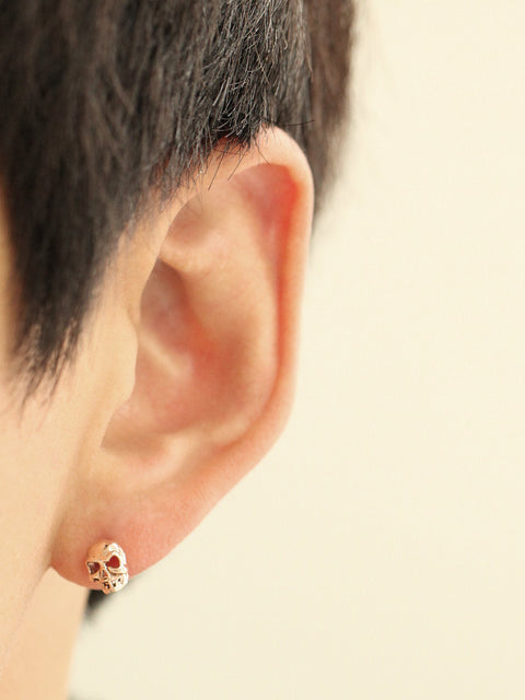 14K Gold Plain Skull Cartilage Earring 18G16G