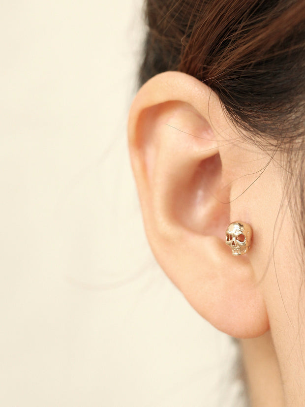 14K Gold Plain Skull Cartilage Earring 18G16G