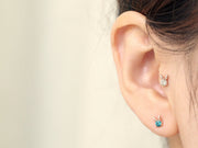 14K Gold Rough Diamond Rabbit Cartilage Earring 18G16G