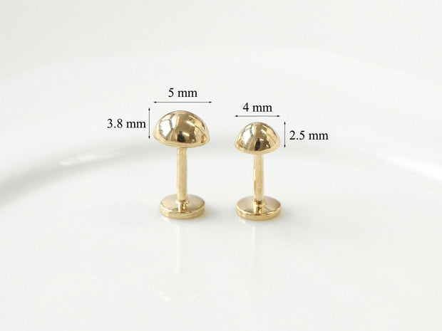 14K Gold Semicircle Labret Piercing 18G16G