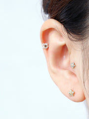 14K Gold Five Petal Cartilage Earring 20G