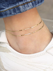 14K Gold Chain layered anklet & Bracelet