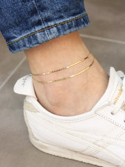 14K Gold Chain layered anklet & Bracelet