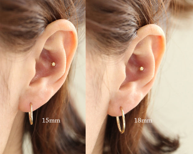 14K Gold daily simple hoop earring