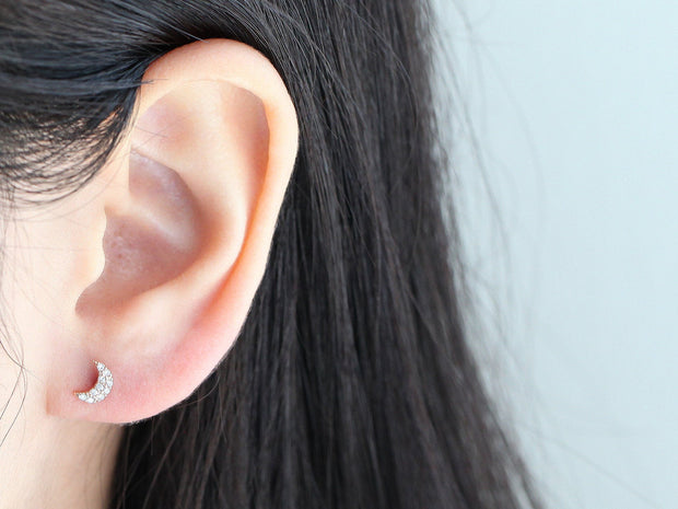 Delicate CZ Crescent Cartilage earring