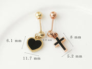 14K Gold Cross / Heart Cartilage earring 20g