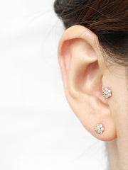 14K Gold Crystal CZ Cartilage earring 18g16g