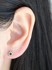 Black Flower Cartilage earring