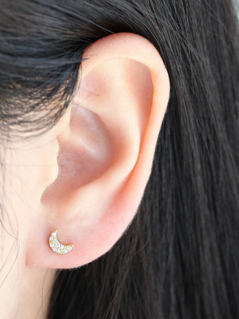 Delicate CZ Crescent Cartilage earring