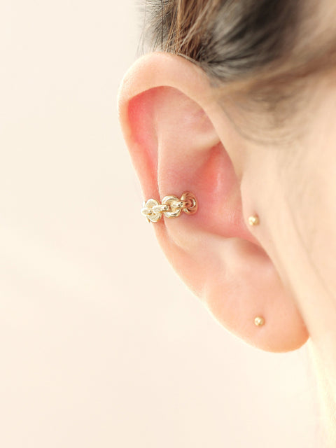 14K Gold Chain Ear Cuff