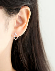 14K gold CZ frame earlobe piercing 20g