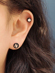 14K Gold Black and Gold Cartilage Earring 20G