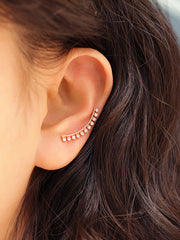 14K Gold Crown Cubic Long Curve Cartilage Earring 20G18G16G